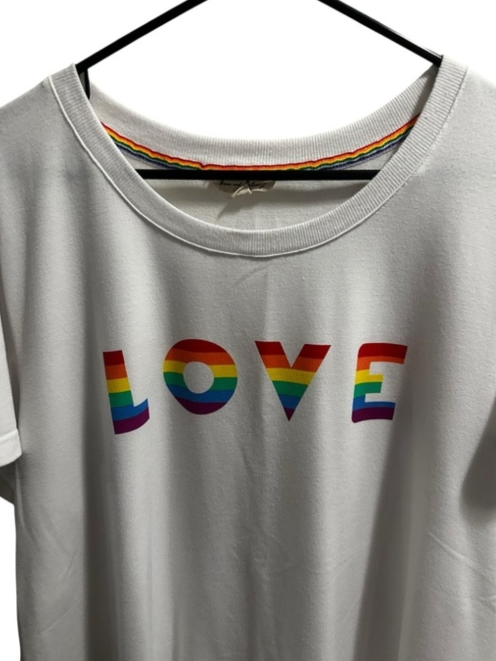 Jane and Delancey Rainbow LOVE Graphic White Short Sleeve Tee - Picture 4 of 6